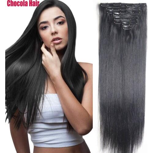 Chocola Full Head Brazilian Machine Made Remy Hair 8pcs Set 160g 16"-28" Natural Straight Clip In Human Hair Extensions