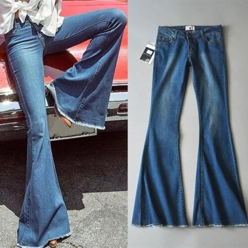 Jeans, trousers, fashionable womens 2021 new womens elasticity, high-waisted denim bell bottom
