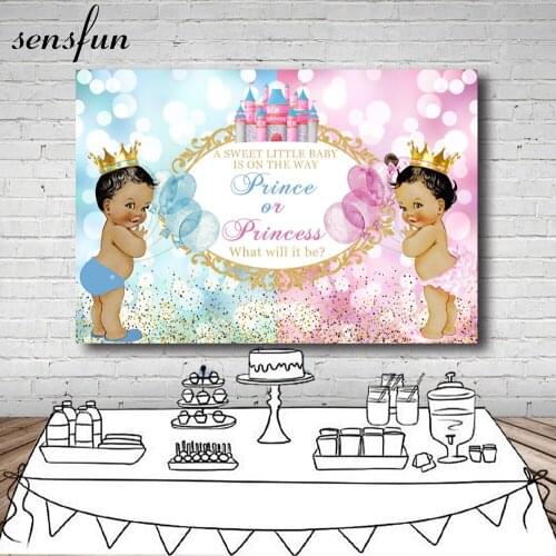Sensfun Custom Gender Reveal Backdrops For Photo Studio Prince Or Princess Twins Birthday Party Photography Backgrounds