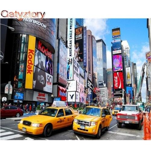 GATYZTORY Frame DIY Painting By Numbers New York Modern Landscape Acrylic Canvas By Numbers Handpainted Wall Art Home Decors Art