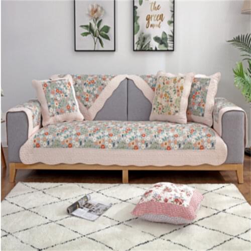 Cotton Patchwork Sofa Covers Cushion Pastoral Fabric Leather Sofa Pad Armrest Towel Bay Window Cushion Cotton Sofa Towel