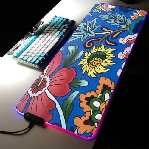 Art paintings Genshin Impact Mouse Pad Rgb Mat Cute Gaming Accessories Pc Gamer Girl Keyboard Wrist Rest Stitch Solo Leveling