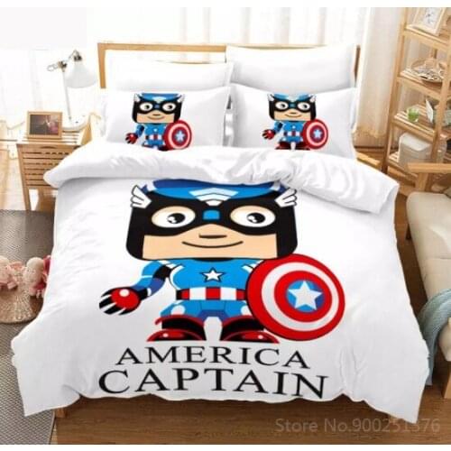 Disney Avengers Captain America Bedding Set Kids Boys Cute Cartoon Duvet Cover Set Quilt Cover Pillowcase Twin Full Queen King