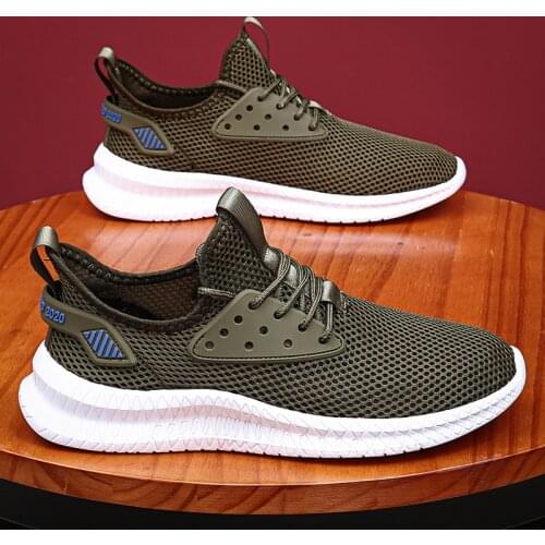 Mens Running Shoes Breathable Walking Trainers Army Green Athletic Sport Footwear Big Size 48 Summer Male Sneakers Cheap 2021