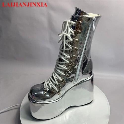 LAIJIANJINXIA New Stylish Wedge Heels Banquet Stage Performance Style Busker Style Custom Ankle Boots Model Pole Dancing Shoes