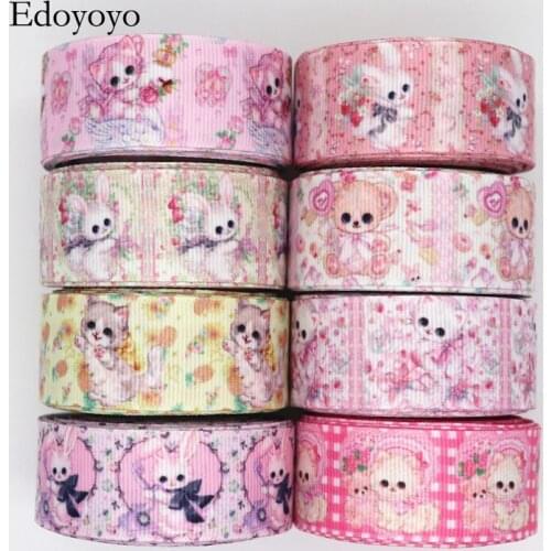 10 Yards 1'' 25MM Japanese Cartoon Cute Animals Printed Grosgrain Ribbons For Hair Bows DIY Handmade Materials Y2020062701