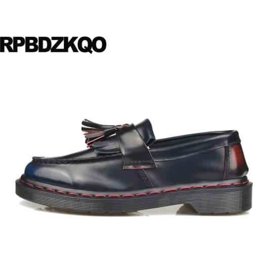 Loafers black flats vintage tassel fringe 11 12 44 genuine leather footwear ladies large size designer shoes women luxury 2019