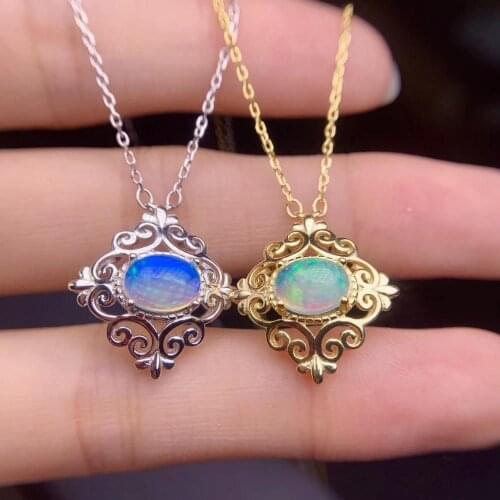 The Best engagement Gift Opal Pendant 925 sterling silver Fine jewelry Natural And Real Opal Necklace