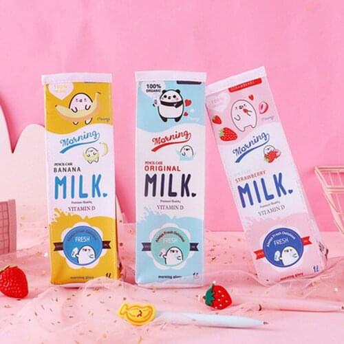 Cute School Case Korea School Pencil Case Milk Pencil Case Unusual Pencil cases For Girls Boys School Supplies