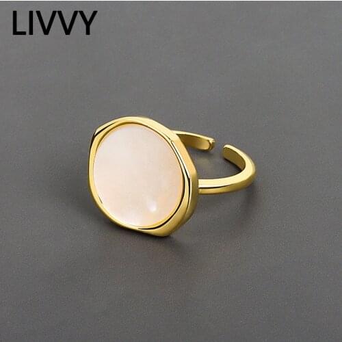 LIVVY 2021 Trend Silver Color European Inlaid With Silver And Gold Jewelry Ring Retro Fashion Tide Flow Open Ring