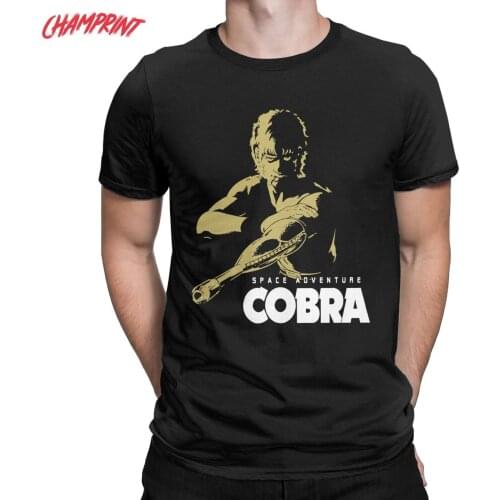Space Adventure Cobra T Shirts Mens 100% Cotton Vintage T-Shirts Round Collar Anime Tees Short Sleeve Clothing New Arrival