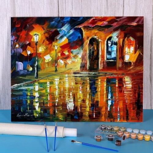 Oil Painting Style Old House Painting By Numbers Complete Kit Oil Paints 50*70 Paiting By Numbers Loft Wall Drawing
