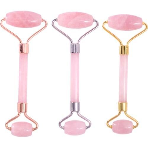 Natural Rose Quartz Face Roller Massager Slim Skincare Beauty Facial Massage SPA Body Eye Neck Relax Jade Stone Therapy Tool