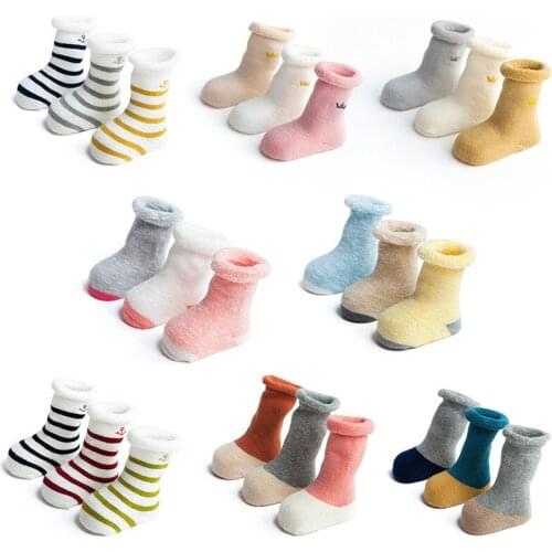 Autumn and Winter Thickened Baby Cotton Children Terry-Loop Hosiery Let Go newborn long socks warm fashion
