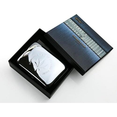 SUNCHA 16 Pure Copper Chrome Embossed Portable Cigarette Box Maple Leaf Personality Creative Mirror Cigarette Clip Accessory