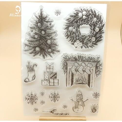 CLEAR STAMPS Christmas Wreath Tree Scrapbooking Handmade Card Album Paper Craft Rubber Transparent Silicon AlinaCraft