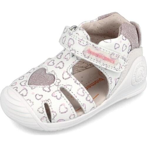 Sandals for girl with hearts of glitter from Biomecanics
