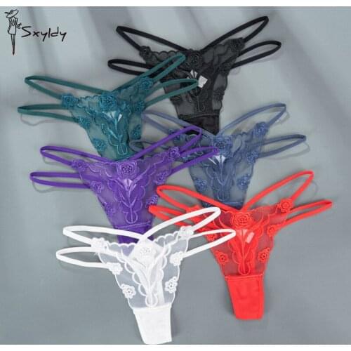 Sexy Lace Floral Thong Ladies Panties Embroidered Women Rose G Strings Ladies Low Waist 6 Colors Fashion Underwear Hot Lingerie
