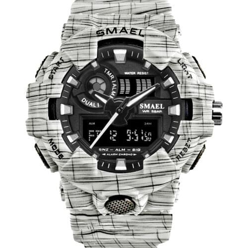 SMAEL 8001 Mens Watches Dual Display Sport Wristwtaches
