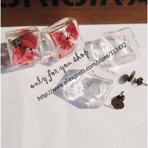 40pcs Glass Liquid bubble Pendant ,glass vial pendant & 10mm pad earpin stud earring DIY glass vial stud earring