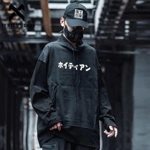11 BYBBS DARK Hip Hop Streetwear Hoodie Sweatshirts Men 2020SS Autumn Patchwork Tactical Hoodie Winter Harajuku Hoodie Pullover