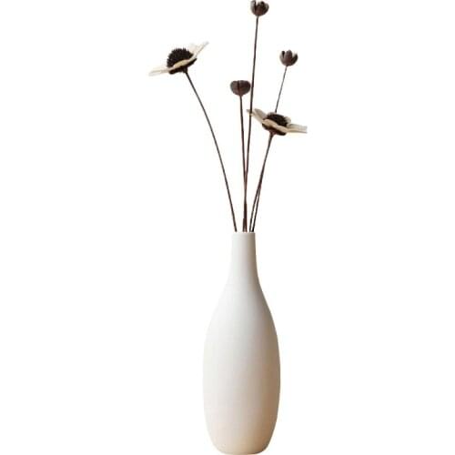 Unbaked simple creative decoration small mouth white handmade art ceramic vase with flowers and water Home Decor LBShipping