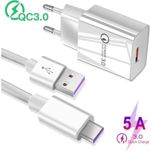 5A Super Charge USB Cable For Samsung A42 USB Type C Fast Charging QC 3.0 Charger For Honor 20S 9X Xiaomi Redmi 8A 9 Note 7 8 8T