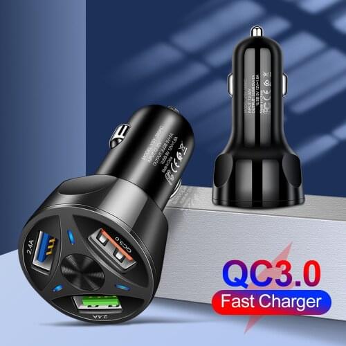 USB Car Charging Quick Charging 12V-24V 3A QC3.0 3 USB Quick Auto Charging Fixed Current Output LED Light Mobile Phone Charger
