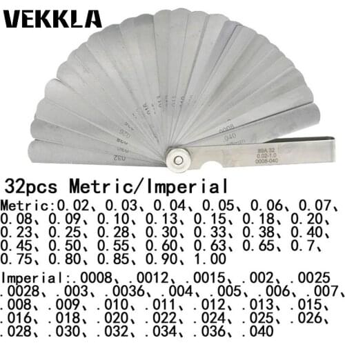 VEKKLA 32pc 0.02-1.0mm Blade Master Feeler Gauge Stainless Steel Measuring Tool Pratical Blade master feeler gauge Tool Set