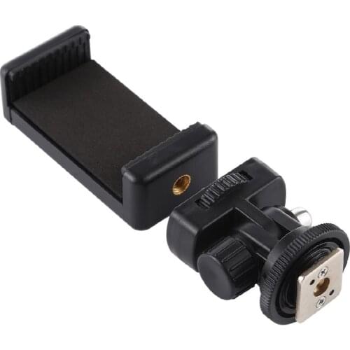 1/4 Screw Tripod Cold Shoe Head with Mobile Phone Clip Universal SLR Camera Holder