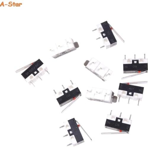10pcs/lot AC 125V 1A SPDT Momentary Long Hinge Lever Micro Switch MINI Tripod Rectangular Tact Micro Mouse Micro Switch