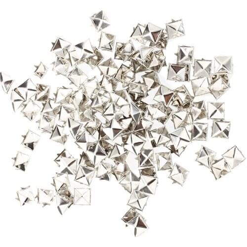 100 X silver Rivets studs square for Bags/Shoes/Gloves 9mm
