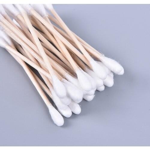 100pcs/ Pack Double Head Cotton Swab Women Makeup Cotton Buds Tip For Medical Wood Sticks Nose Ears Cleaning Tools