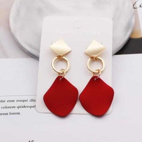 2020 New Fashion Statement Earrings Green White Red Geometric Drop Earrings for Women Punk Metal Earring Trendy Jewelry Elegant