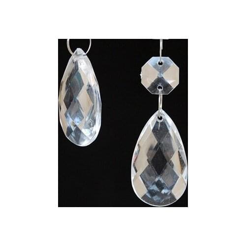 25Pcs/lot + Free Rings, 38mm Acrylic Teardrop Prisms, Wedding Party Christmas Home Decoration, Chandelier Crystal Prisms