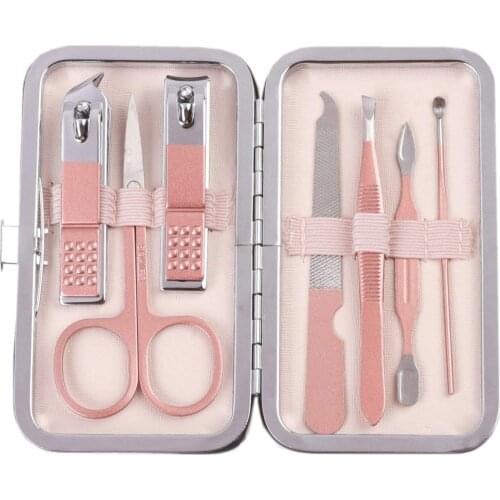 7/10 Pcs Nail Clippers Scissors Stainless Steel Beauty Manicure Set Pedicure Care Kit Skin Care Tools with Luxurious Travel Case