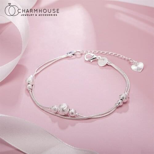 925 Sterling Silver Charm Bracelets For Women Multi Layer Beaded Chain Bracelet & Bangles Wristband Pulseira Trendy Jewelry 2021
