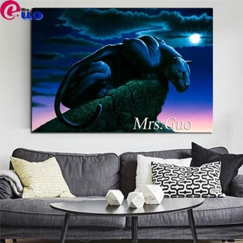 Panther On Rock Diamond Painting 5d Animal Full Square/Round DIY Diamond Embroidery Mosaic Leopard Cross Stitch Wall Decor