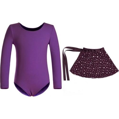 Girls Ballet Dress Long Sleeve Dance Leotard with Skirt Kids Gymnastics Leotard Child Stage Dance Costume