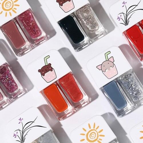 8ml Nail Polish No Odor Quick Drying Natural Water Based Twin No Bake Nail Tear Off Polish for Manicure