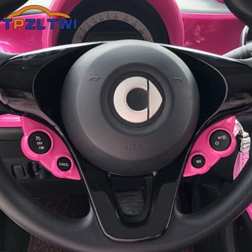 ABS Car Steering Wheel Button Decoration Cover For Smart 453 Fortwo Forfour Car Storage Box Switch Decoration Trim Cover Sticker