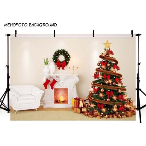 Photography Backdrops Christmas Background Fireplace Tree Winter Snow Window Interior Baby Birthday Background For Photo Studio