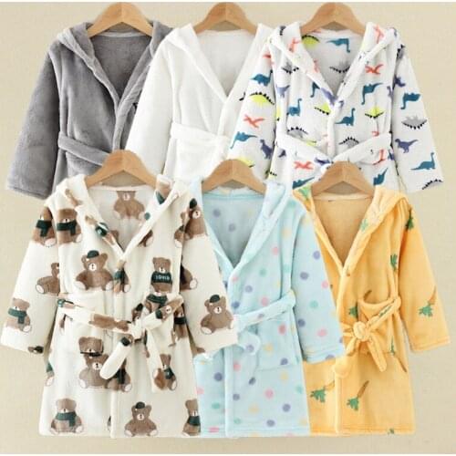 Children Bath Robes Flannel Winter Kids Sleepwear Robe Infant Pijamas Nightgown For Boys Girls Pajamas 10-2 Years Baby Clothes