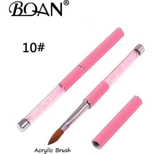 BQAN Pink Rhinestone Handle Pure Kolinsky Nail Oval Brush Acrylic Nail Brush 10# 8# 6