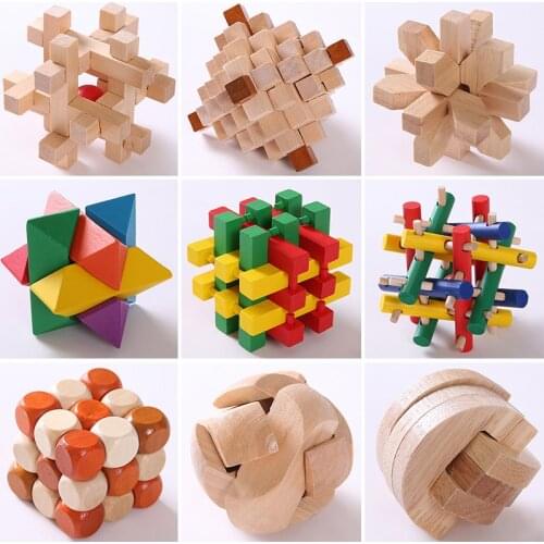 Classic Wooden Puzzle Mind Brain Teasers Burr Interlocking Puzzles Game Toys for Adults Children