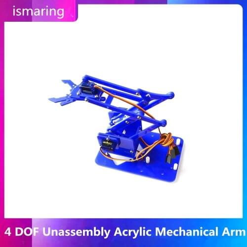 4 DOF Unassembly Acrylic Mechanical Arm Robot Manipulator Claw for Arduino Maker Learning DIY Kit Robot