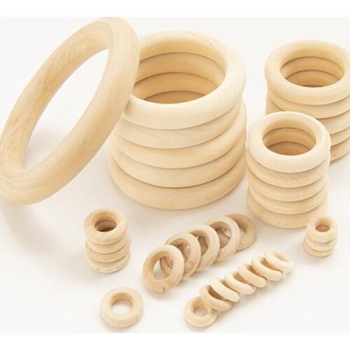 15-100MM Natural Wooden Circle DIY Crafts Embellishment For Jewelry Making Wooden Ring Children Kids Teething Wooden Ornaments