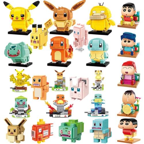 2021 New Pokemon Pikachu Ibu Little Fire Dragon Model Set Building Blocks Assembly Toys Childrens Birthday Gifts Boys and Girls
