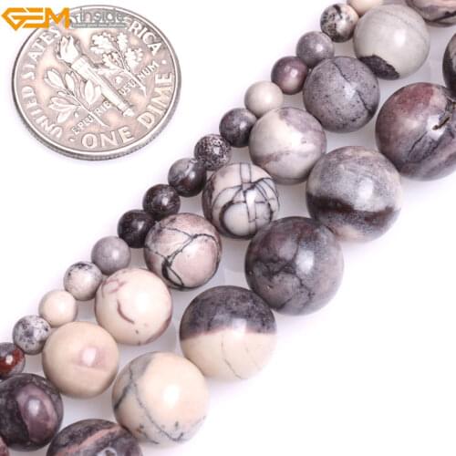Gem-inside Natural Round Smooth Brown Porcelain Jasper Beads for Jewelry Making 15inches DIY Jewellery Christmas Gift