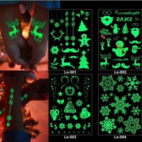 Tattoo Stickers Luminous Child Kid Temporary Fake Tattoos Glow Paste on Face Arm Leg for Children Body Art Christmas Sticker